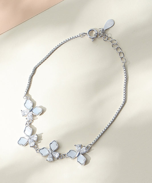 Siora Jewels White Blossom 925 Silver Bracelet for Women | Rhodium Finish with Floral & Zircon Detailing