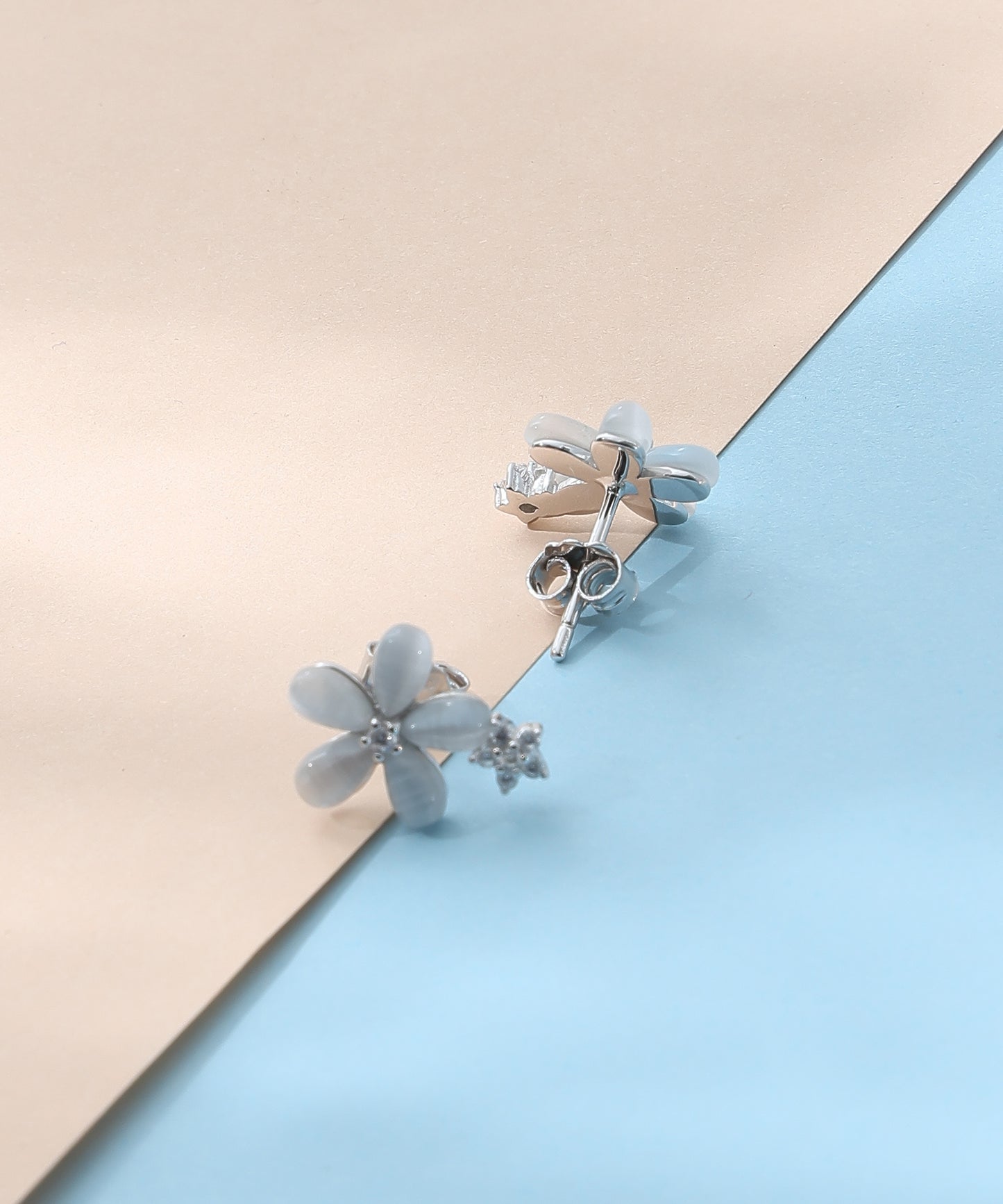 Siora Jewels White Bloom 925 Silver Earrings for Women | Rhodium Finish with Enamel & Zircon Detailing