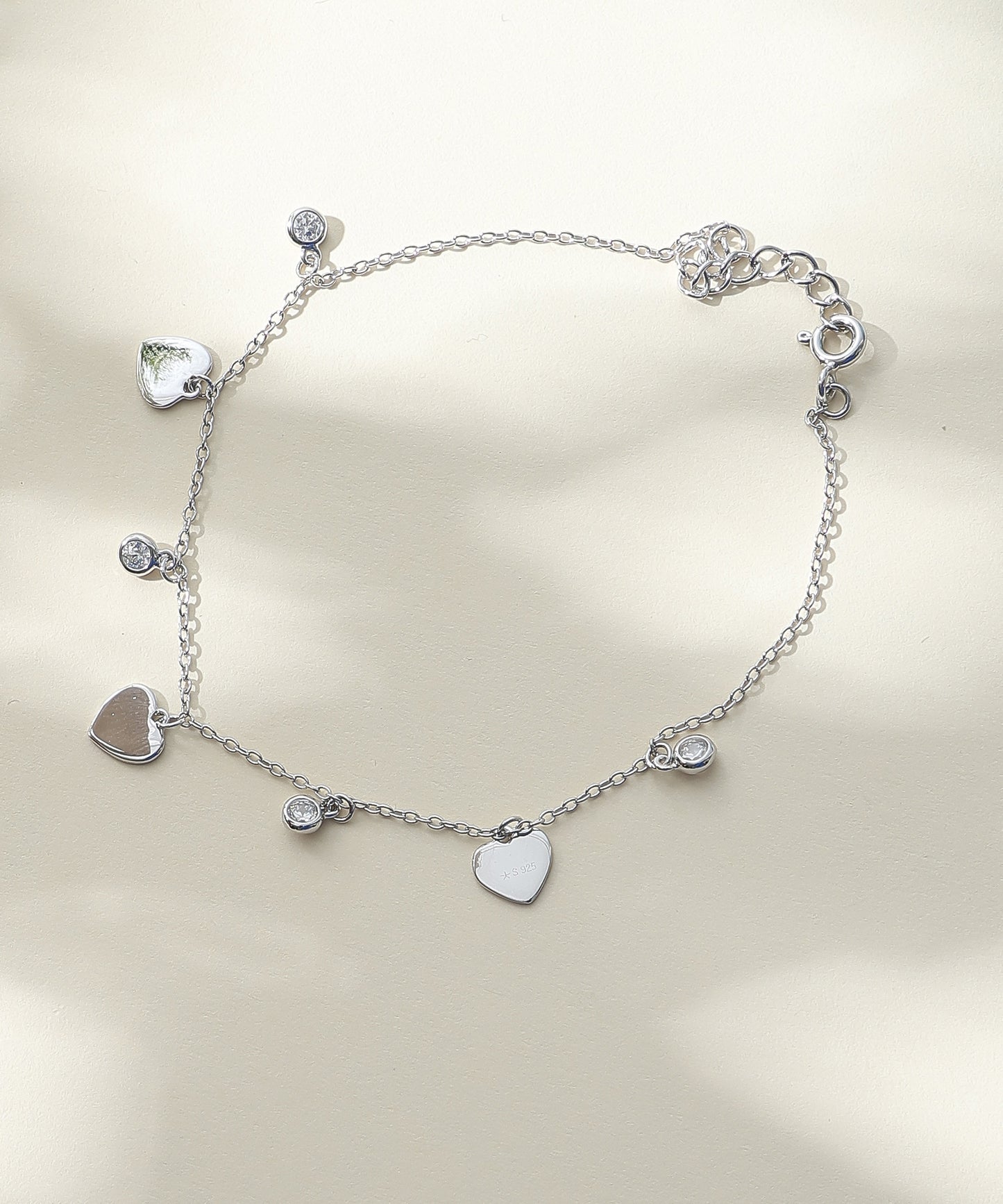 Siora Jewels Sleek Charm 925 Silver Bracelet for Women | Rhodium Finish with Minimal Polished Detailing