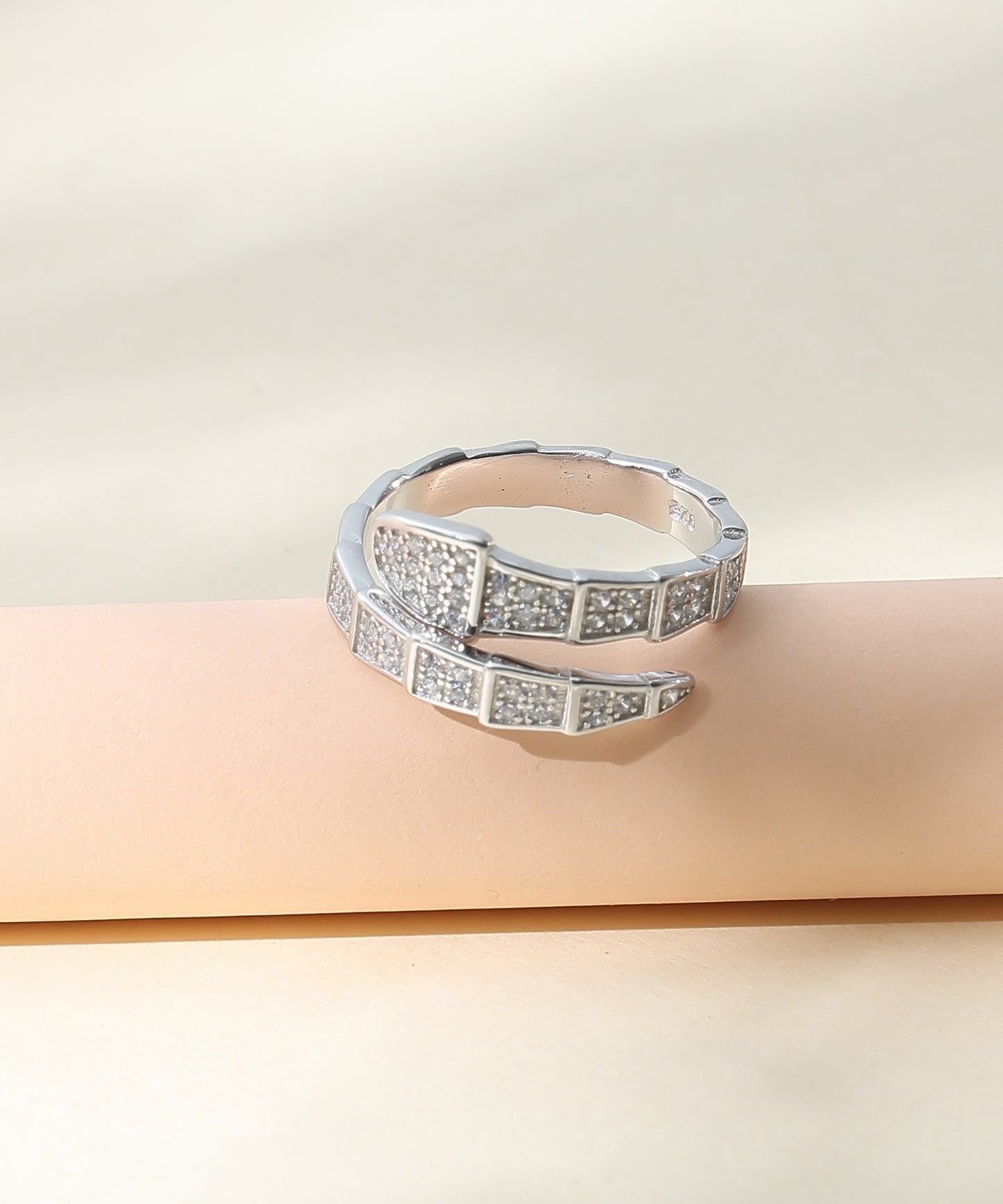 Siora Jewels Snake Wrap 925 Silver Ring for Women | Rhodium Finish with Pavé Zircon Detailing