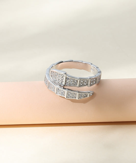 Siora Jewels Snake Wrap 925 Silver Ring for Women | Rhodium Finish with Pavé Zircon Detailing