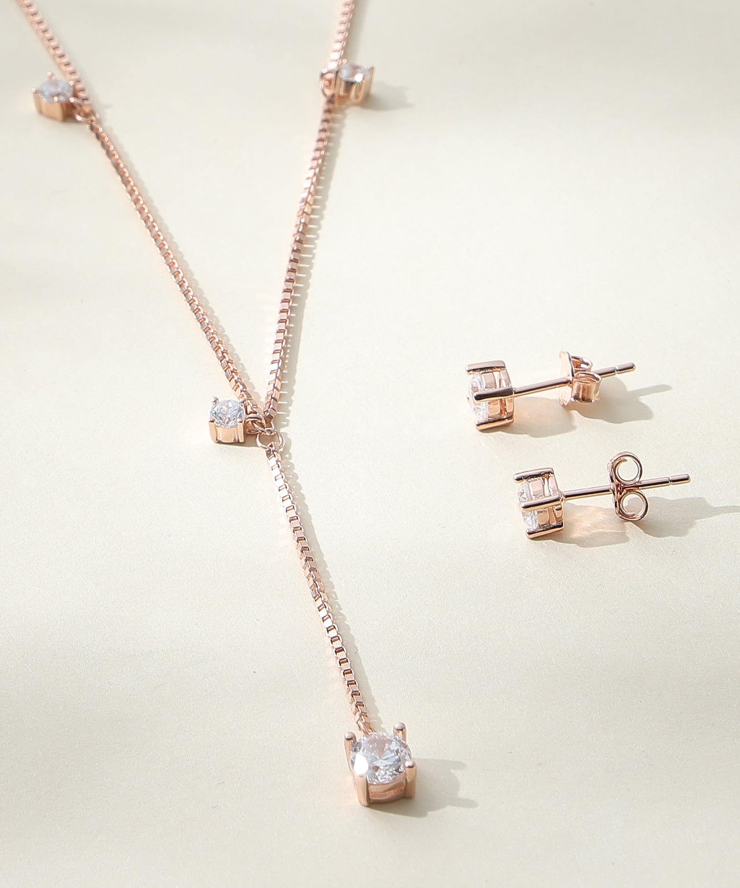 Siora Jewels Eternal Pearl Halo 925 Silver Jewellery Set for Women | Rose Gold Finish with Pearl & Zircon Detailing