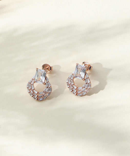 Siora Jewels Geo Sparkle 925 Silver Jewellery Set for Women | Rhodium Finish with Geometric Design & Zircon Detailing