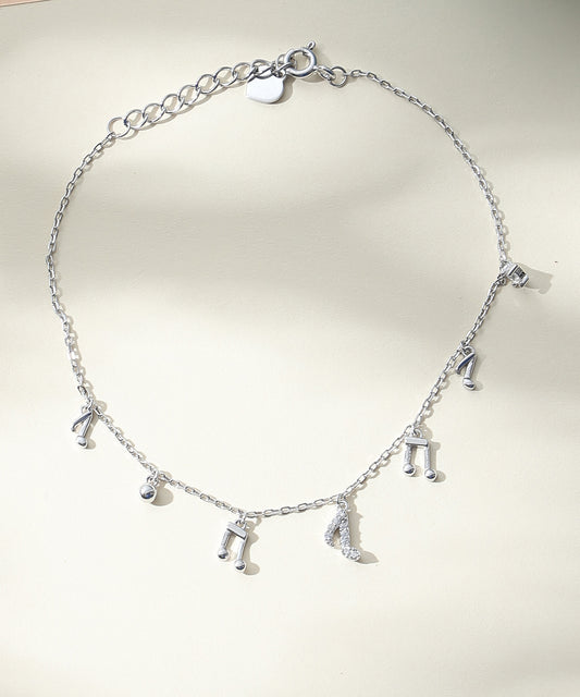 Siora Jewels Music Note 925 Silver Bracelet for Women | Rhodium Finish with Minimal Charm Detailing