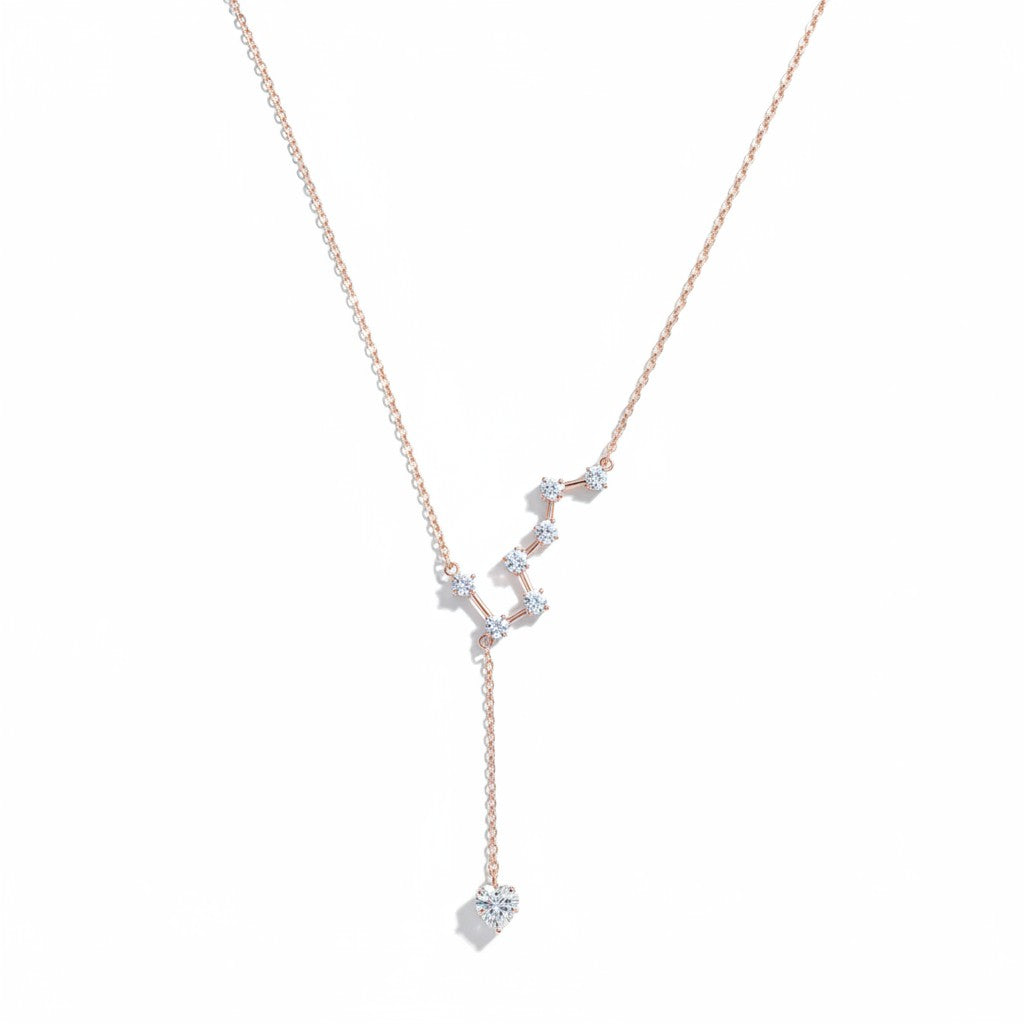 Siora Jewels Orion Trail 925 Silver Necklace for Women | Rose Gold Finish with Zircon Constellation Detailing