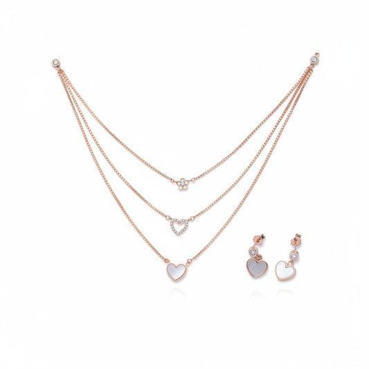 Siora Jewels Blooming Grace 925 Silver Pendant Set for Women | Rose Gold Finish with Pearl & Zircon Detailing