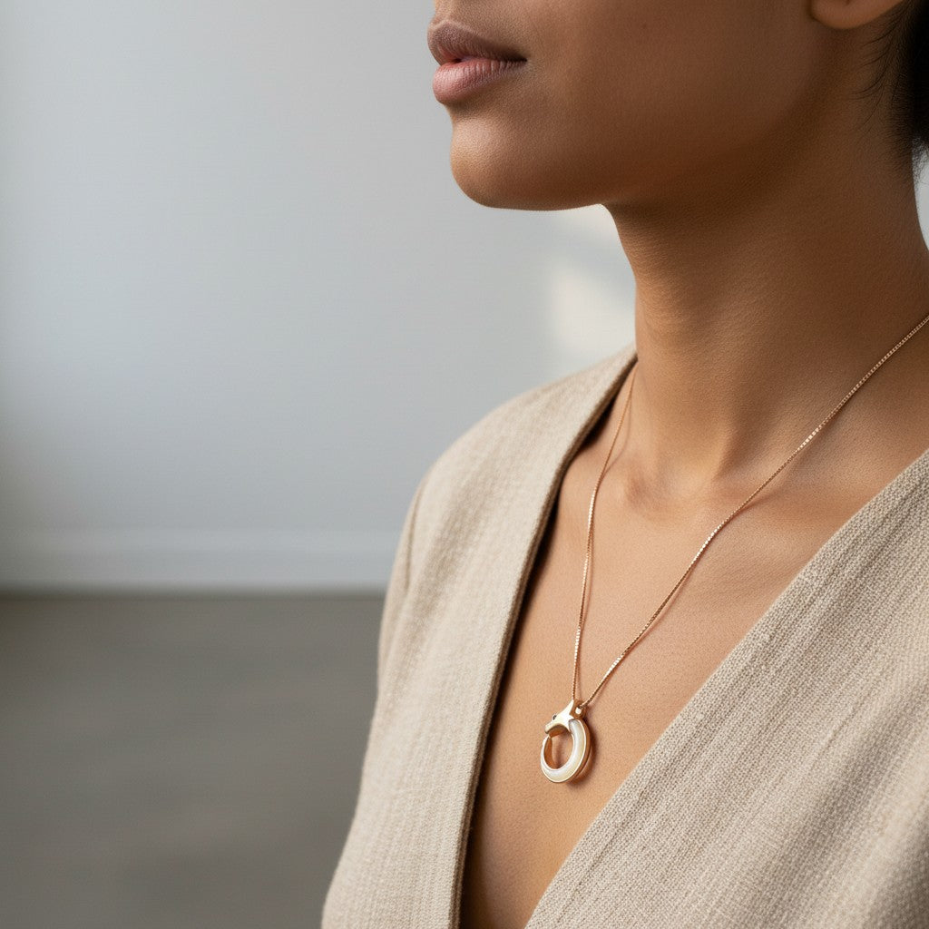 Siora Jewels Aurora Circle 925 Silver Necklace for Women | Rose Gold Finish with Zircon Detailing