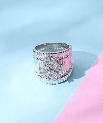 Siora Jewels Crowned Glory 925 Sterling Silver Ring for Women | Rhodium Finish with Pavé Zircon Crown Design