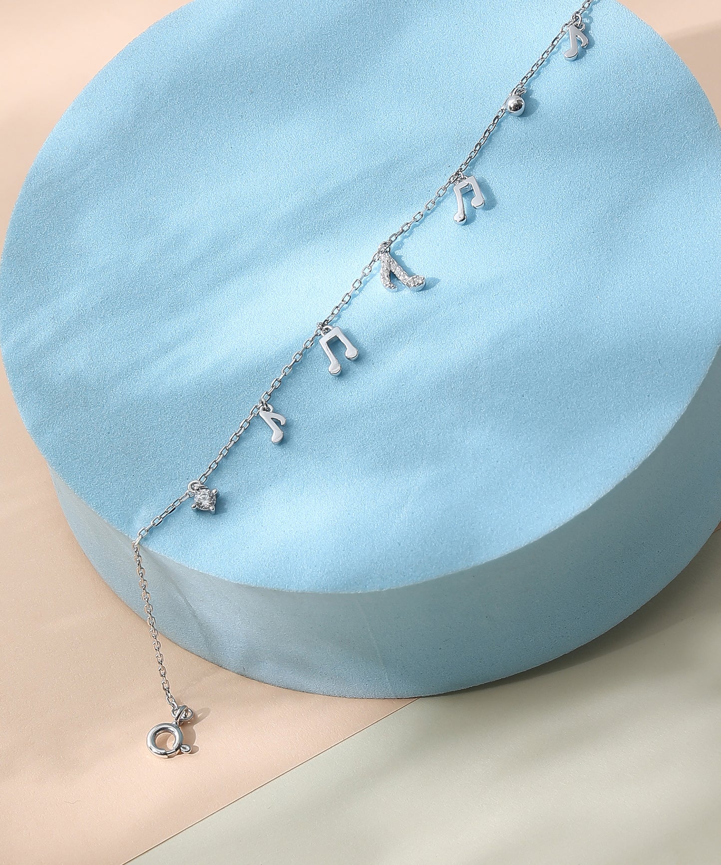 Siora Jewels Music Note 925 Silver Bracelet for Women | Rhodium Finish with Minimal Charm Detailing