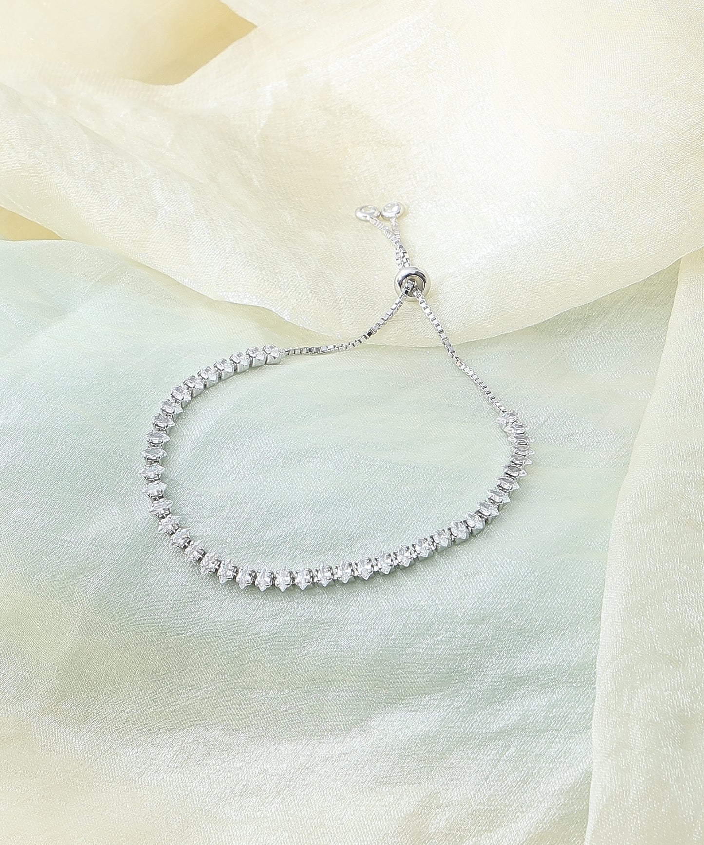 Siora Jewels Classic Tennis 925 Sterling Silver Bracelet for Women | Rhodium Finish with Adjustable Zircon Line Design