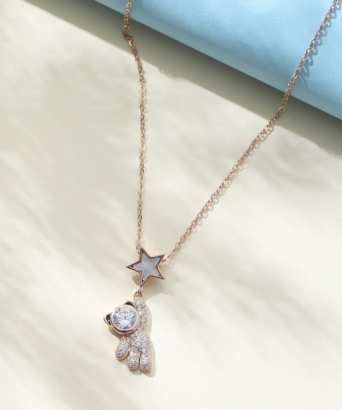 Siora Jewels Cosmo Dream 925 Silver Necklace for Women | Rose Gold Finish with Star Motif & Zircon Detailing