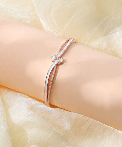 Siora Jewels CZ Kada 925 Silver Bracelet for Women | Rose Gold Finish with Dual Band & Zircon Detailing