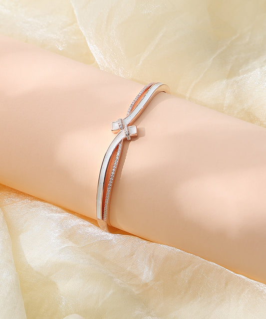 Siora Jewels CZ Kada 925 Silver Bracelet for Women | Rose Gold Finish with Dual Band & Zircon Detailing