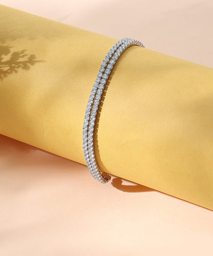 Siora Jewels Classic Tennis 925 Silver Adjustable Bracelet for Women | Rhodium Finish with Zircon Setting