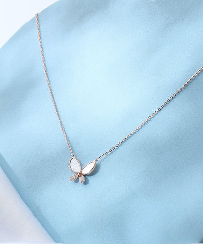 Siora Jewels Ethereal Bloom Butterfly 925 Silver Necklace for Women | Rose Gold Finish with Zircon Detailing