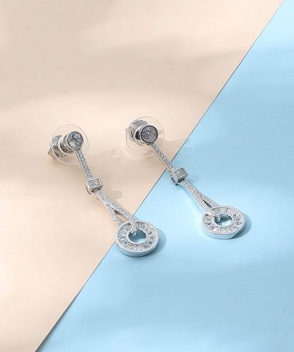 Siora Jewels Lume Orbit 925 Silver Earrings for Women | Rhodium Finish with Zircon Detailing
