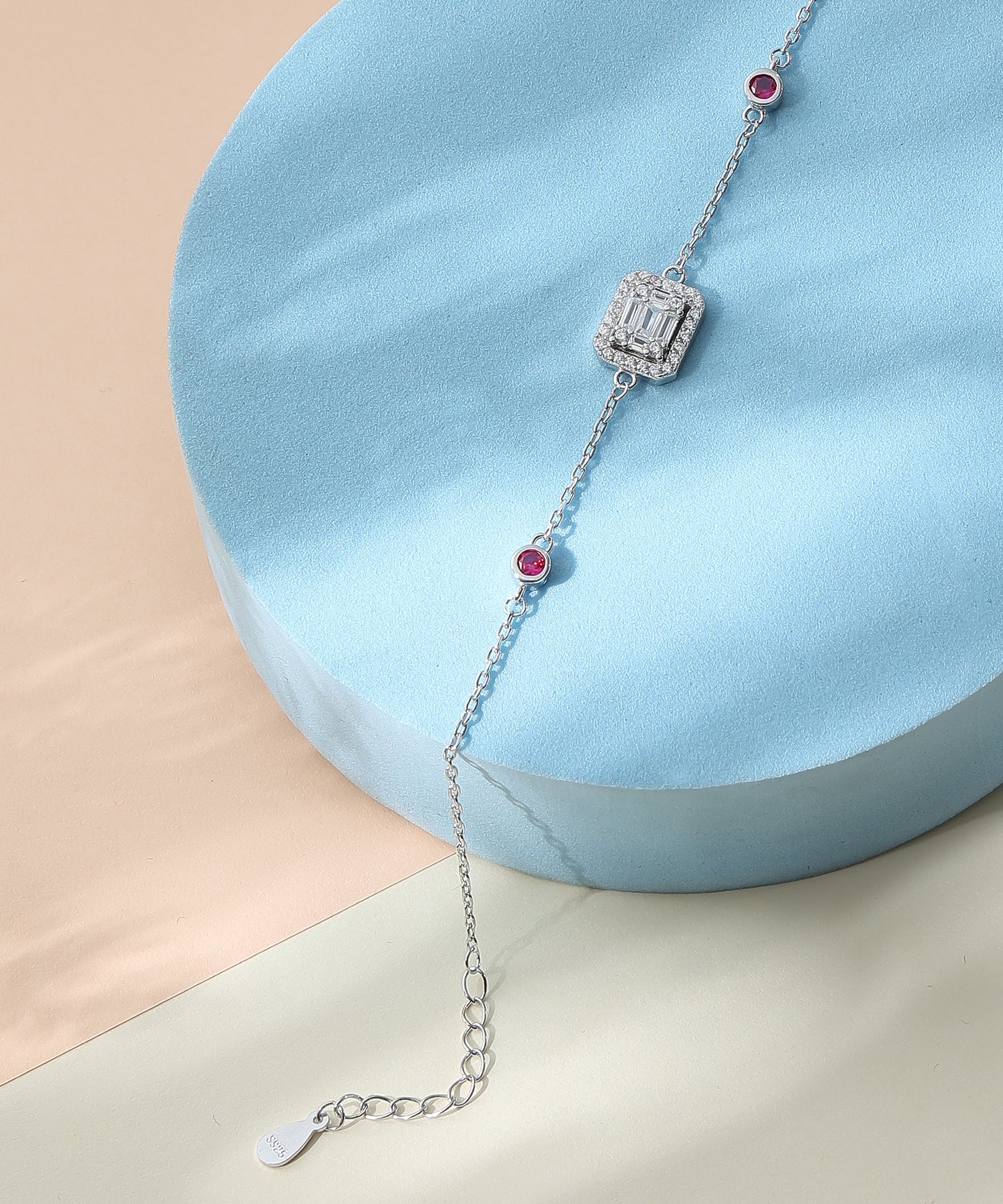 Siora Jewels CZ Emerald-Cut 925 Silver Bracelet for Women | Rhodium Finish with Zircon Centerpiece