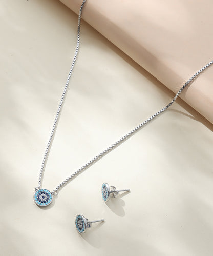 Siora Jewels Evil Eye 925 Silver Pendant Set for Women | Rhodium Finish with Enamel & Zircon Detailing