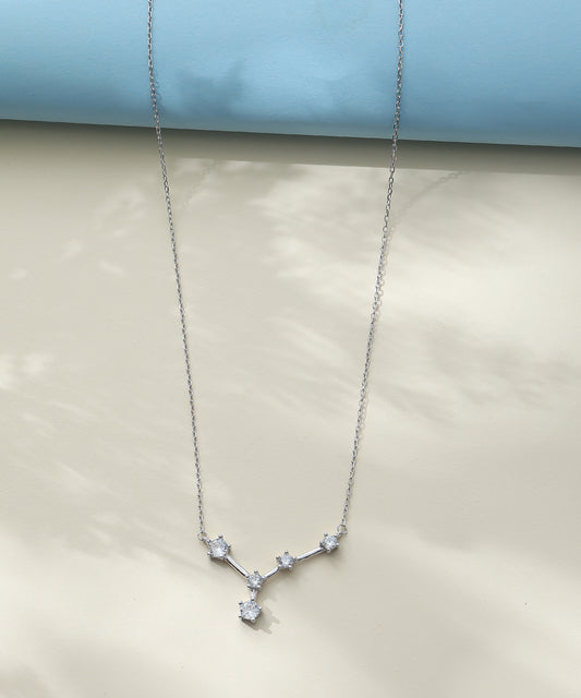 Siora Jewels Constellation 925 Silver Necklace for Women | Rhodium Finish with Zircon Detailing