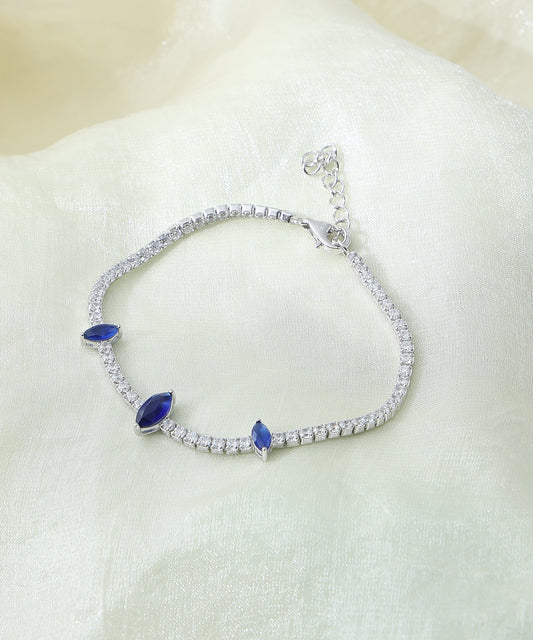 Siora Jewels Ruby Accent 925 Silver Bracelet for Women | Rhodium Finish with Ruby & Zircon Detailing