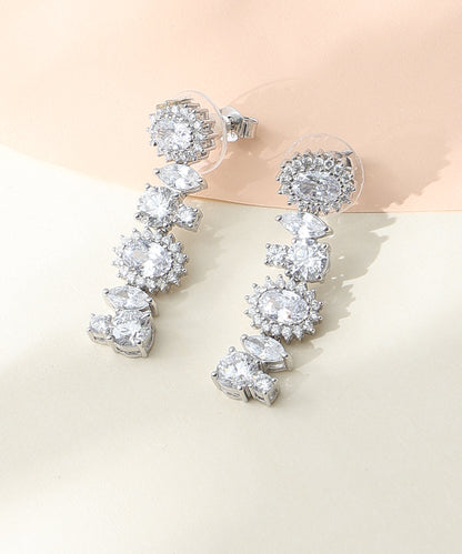 Siora Jewels Celeste Cluster CZ 925 Silver Earrings for Women | Rhodium Finish with Multi-Stone Detailing
