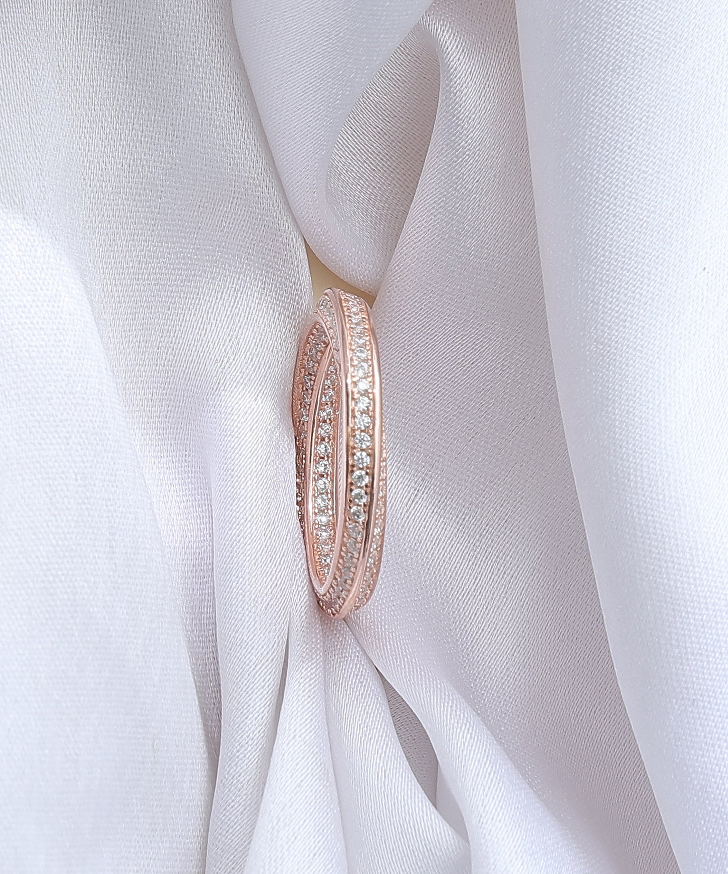 Siora Jewels Twista Glow 925 Sterling Silver Ring for Women | Rose Gold Finish with Zircon-Studded Twisted Band Design