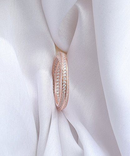 Siora Jewels Twista Glow 925 Sterling Silver Ring for Women | Rose Gold Finish with Zircon-Studded Twisted Band Design