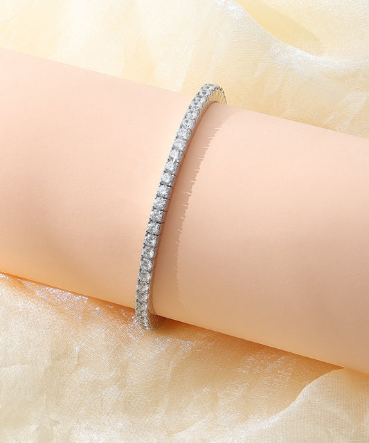 Siora Jewels Adjustable Kada 925 Silver Bracelet for Women | Rhodium Finish with Timeless Minimal Design