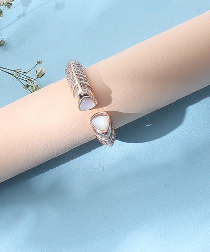 Siora Jewels Fortuna Eternity 925 Silver Ring for Women | Rose Gold Finish with Clover & Zircon Detailing