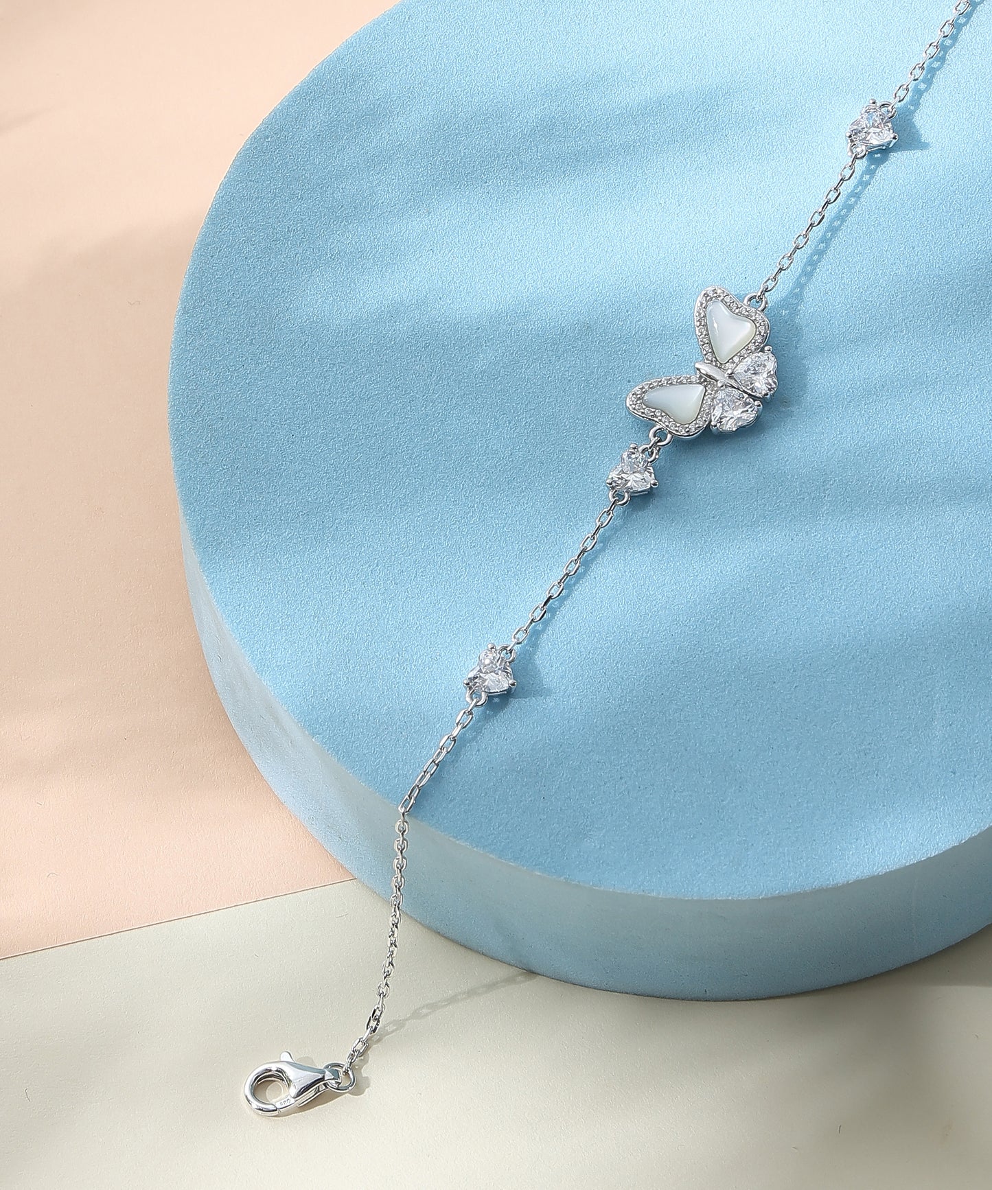 Siora Jewels Butterfly 925 Silver Bracelet for Women | Rhodium Finish with Zircon Detailing