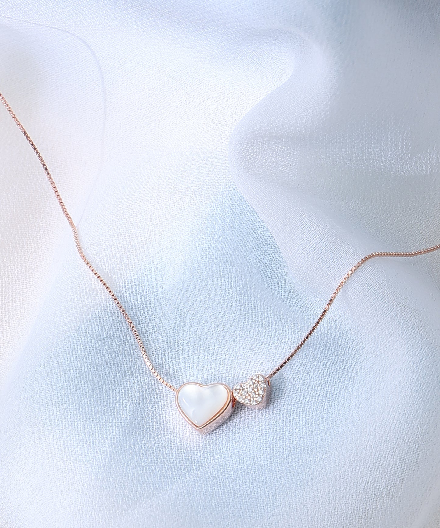 Siora Jewels Eternal Bond 925 Sterling Silver Heart Necklace for Women | Rose Gold Finish with Zircon Detailing