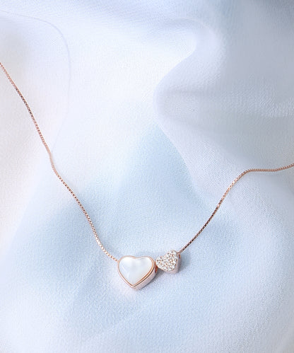 Siora Jewels Eternal Bond 925 Sterling Silver Heart Necklace for Women | Rose Gold Finish with Zircon Detailing