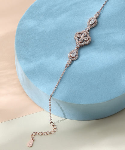 Siora Jewels Dual Heart Link 925 Silver Bracelet for Women | Rose Gold Finish with Zircon Accents