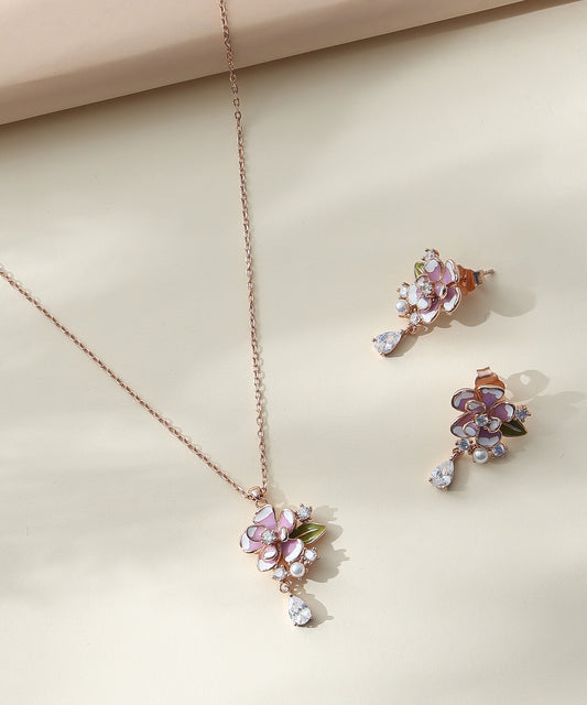 Siora Jewels Cosmo Dream 925 Silver Necklace for Women | Rose Gold Finish with Star Motif & Zircon Detailing