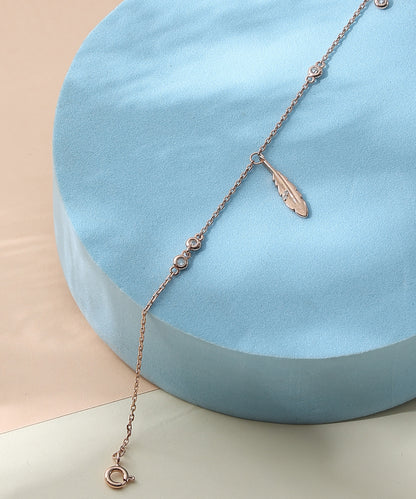 Siora Jewels Feather Charm 925 Silver Bracelet for Women | Rose Gold Finish with Delicate Detailing