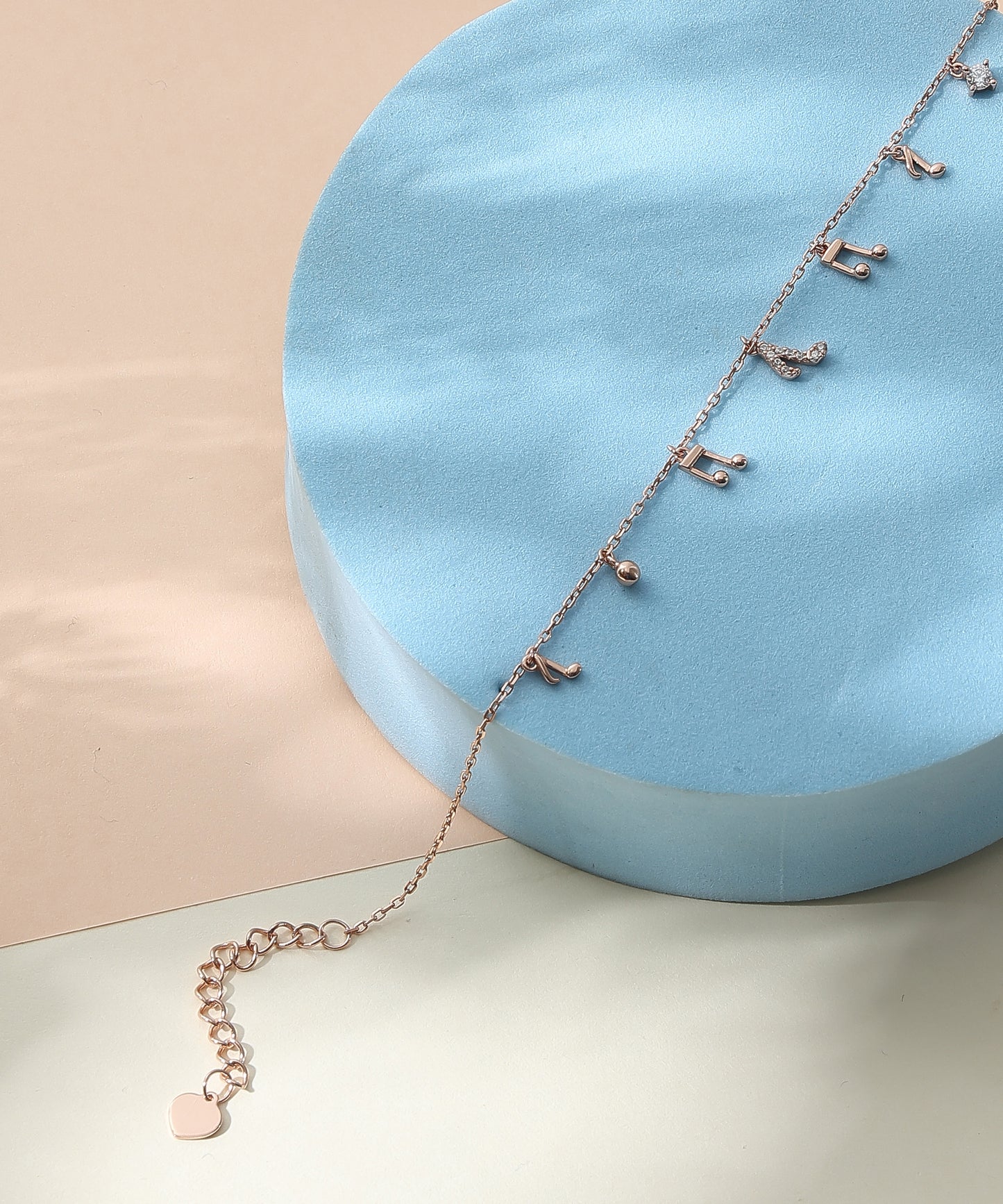 Siora Jewels Music Note 925 Silver Bracelet for Women | Rose Gold Finish with Zircon Detailing