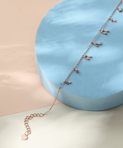 Siora Jewels Music Note 925 Silver Bracelet for Women | Rose Gold Finish with Zircon Detailing