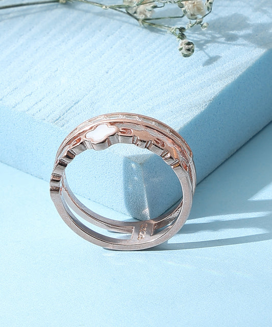 Siora Jewels Twin Spark Band 925 Silver Ring for Women | Rose Gold Finish with Twin Zircon Rows