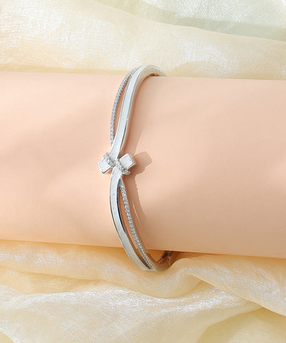 Siora Jewels Celeste Crossover 925 Silver Kada for Women | Rhodium Finish with Zircon Detailing