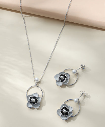 Siora Jewels Pearl Orbit 925 Silver Necklace for Women | Rhodium Finish with Interlocking Loops, Pearl & Zircon Detailing