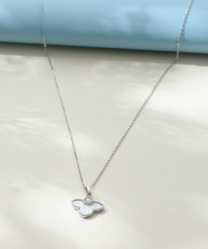 Siora Jewels White Petal 925 Silver Necklace for Women | Rhodium Finish with Mother of Pearl & Zircon Detailing