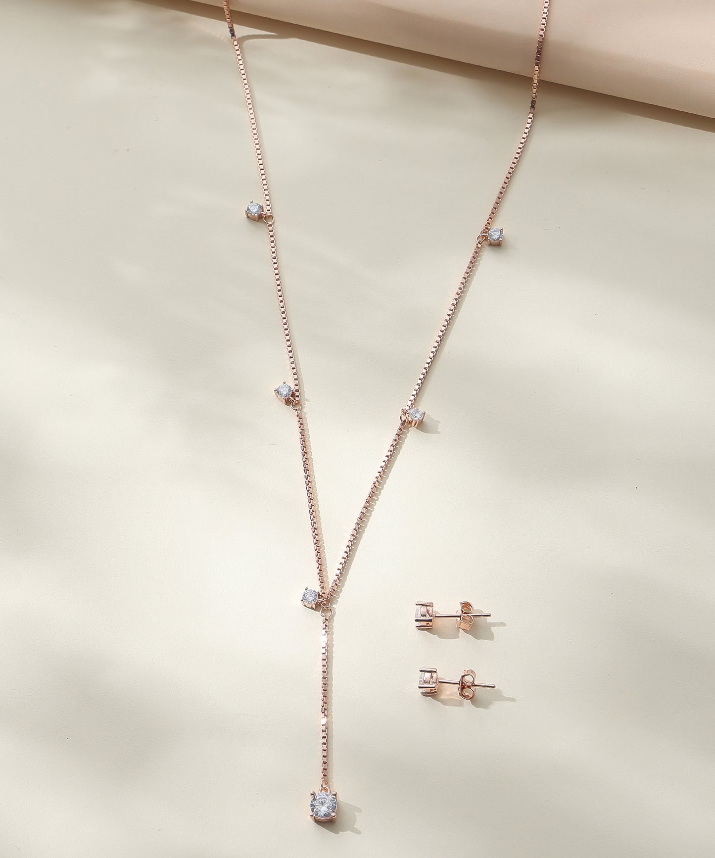 Siora Jewels Eternal Pearl Halo 925 Silver Jewellery Set for Women | Rose Gold Finish with Pearl & Zircon Detailing