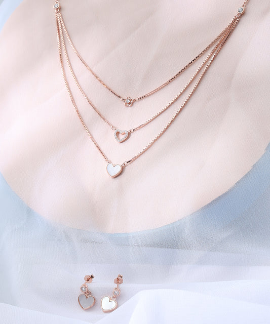 Siora Jewels Blooming Grace 925 Silver Pendant Set for Women | Rose Gold Finish with Pearl & Zircon Detailing