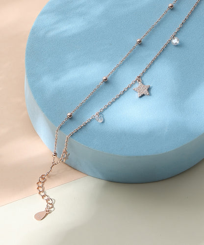 Siora Jewels Starry Nights 925 Silver Bracelet for Women | Rose Gold Finish with Star & Zircon Detailing