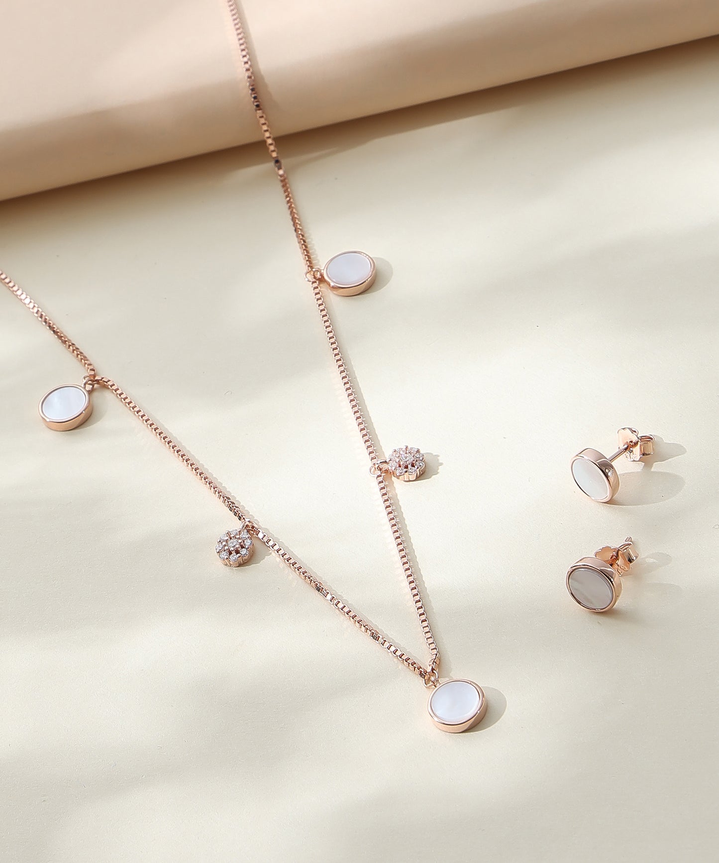 Siora Jewels Minimal Pearl 925 Silver Pendant Set for Women | Rose Gold Finish with Pearl & Zircon Detailing
