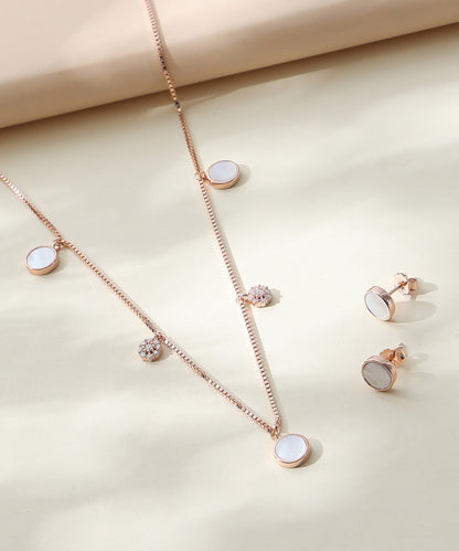 Siora Jewels Minimal Pearl 925 Silver Pendant Set for Women | Rose Gold Finish with Pearl & Zircon Detailing