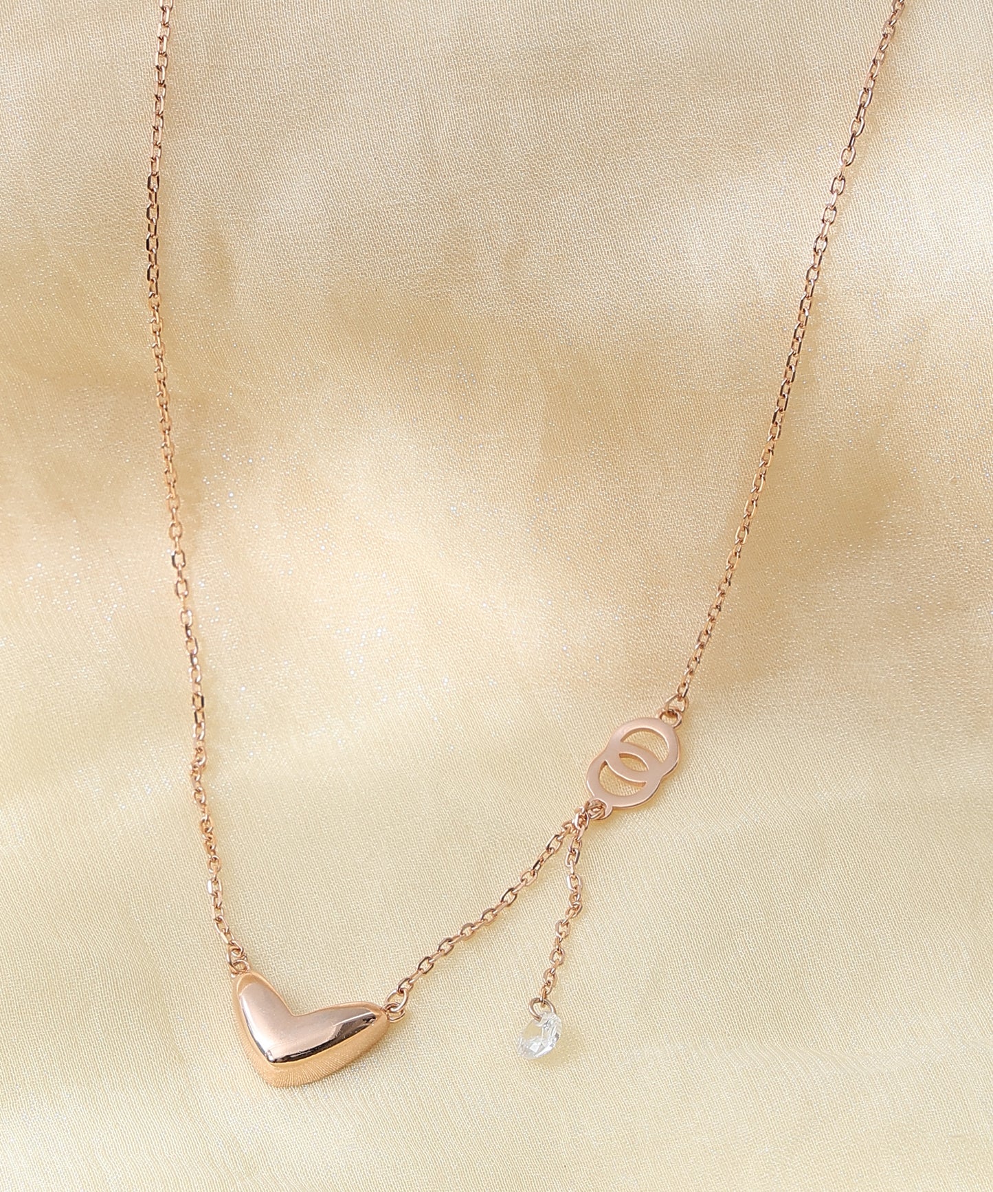 Siora Jewels Eternal Heart 925 Sterling Silver Necklace for Women | Rose Gold Finish with Zircon Accents