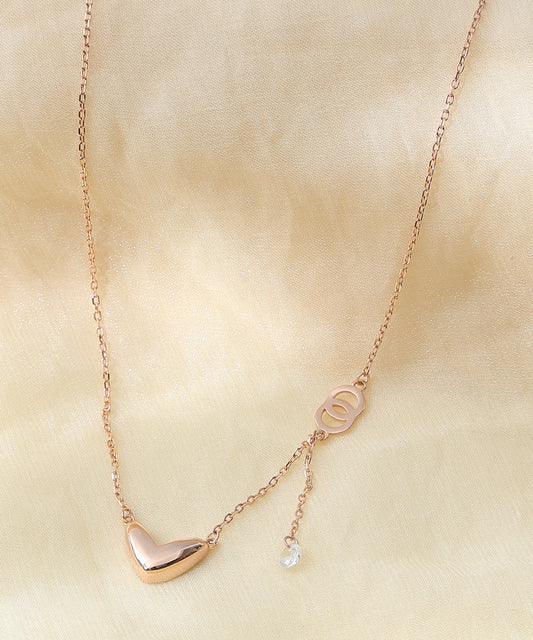 Siora Jewels Eternal Heart 925 Sterling Silver Necklace for Women | Rose Gold Finish with Zircon Accents