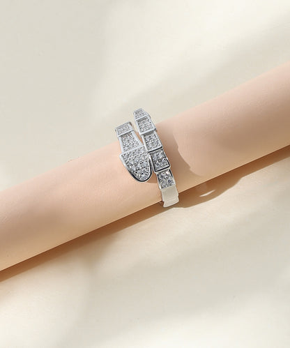 Siora Jewels Snake Wrap 925 Silver Ring for Women | Rhodium Finish with Pavé Zircon Detailing