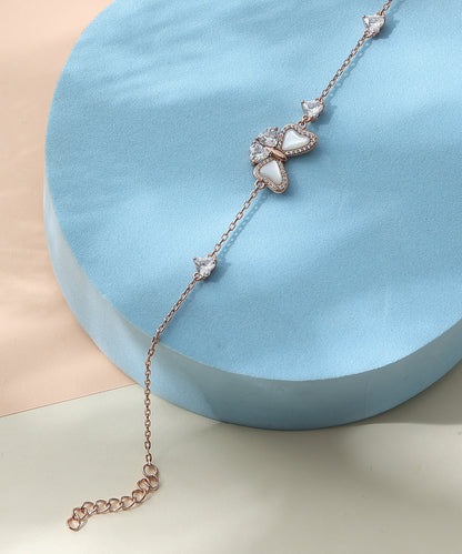 Siora Jewels Butterfly 925 Silver Bracelet for Women | Rose Gold Finish with Zircon Detailing
